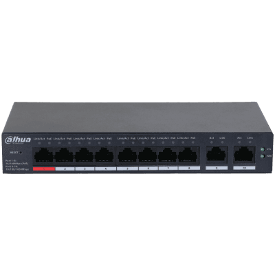 Switch 10 Puertos 8 PoE Dahua (DH-CS4010-8ET-110)SIN FUENTE