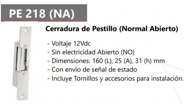 Cerradura Electrica de Pestillo Pronext PE-218 (NA) Sin Energia Cerrada