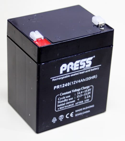 Bateria de Gel Recargable de 4Ah de Capacidad y 12V. Marca Press