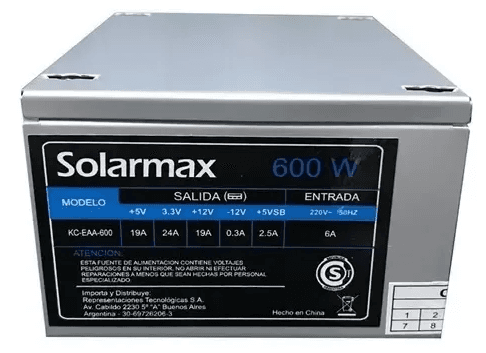 Fuente Slim Solarmax 600w Negro (KC-EAA-600)
