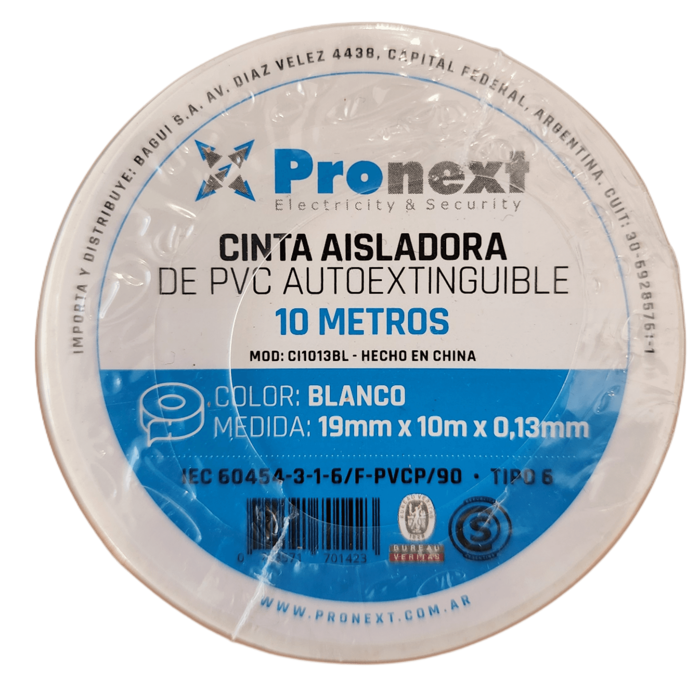 Cinta Aisladora 10M Blanco 0.13mm*19mm