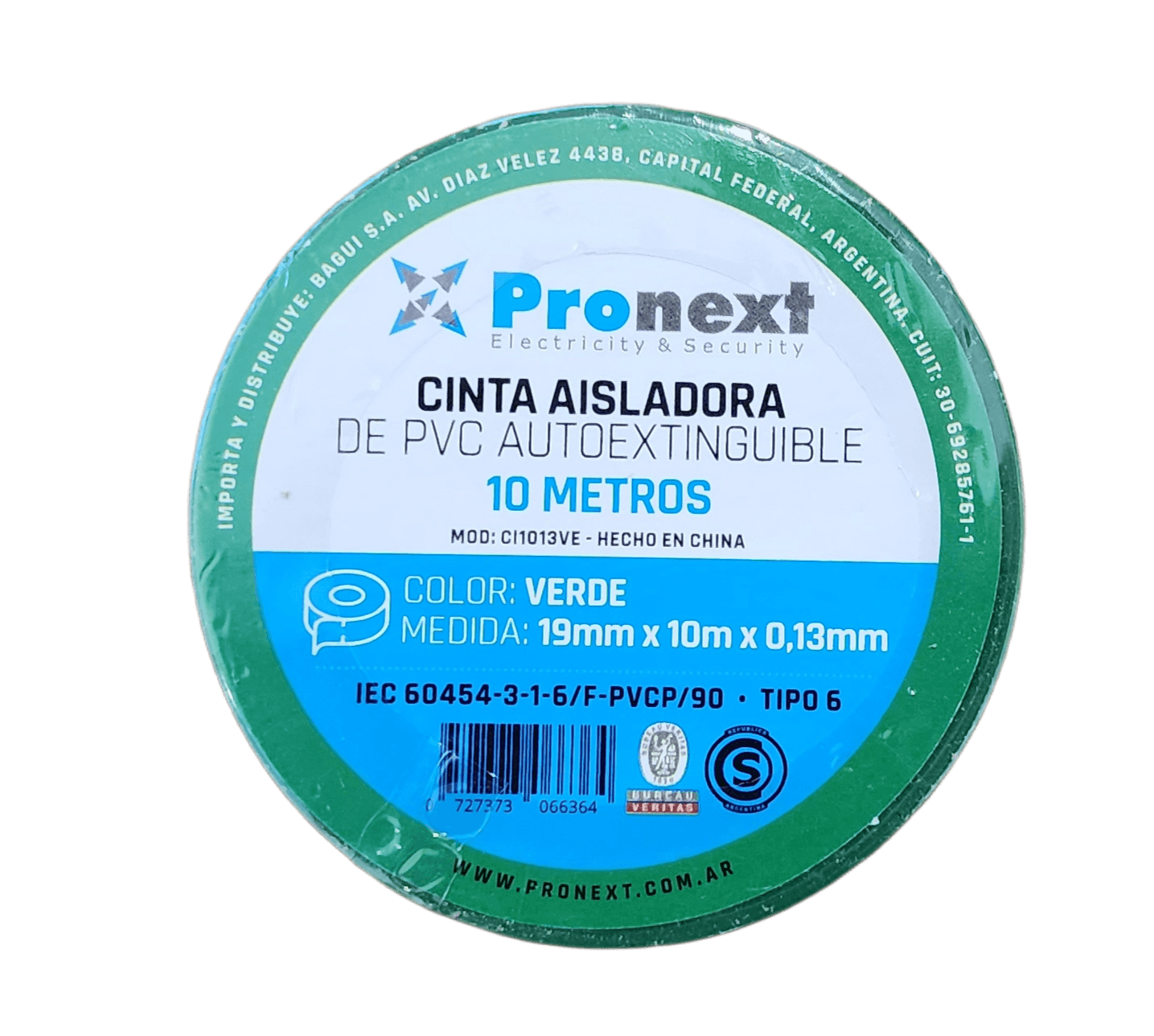 Cinta Aisladora 10M Verde 0.13mm*19mm