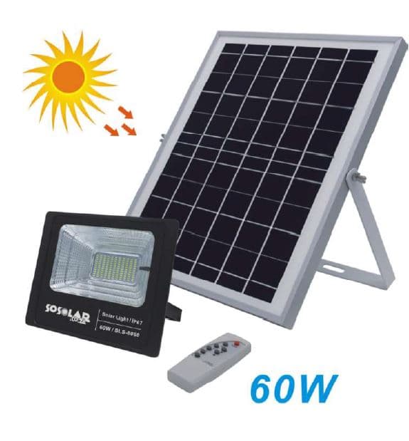 Reflector LED 60W + Bat + Panel Solar
