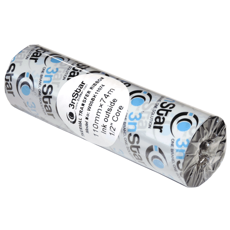 Cinta de Transferencia Termica Cera 110mm x 74mts 3nStar (W05BK11074)