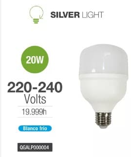 Lampara Led 20w/114w 6500K Luz Fria Silver Light (QGALP000004)