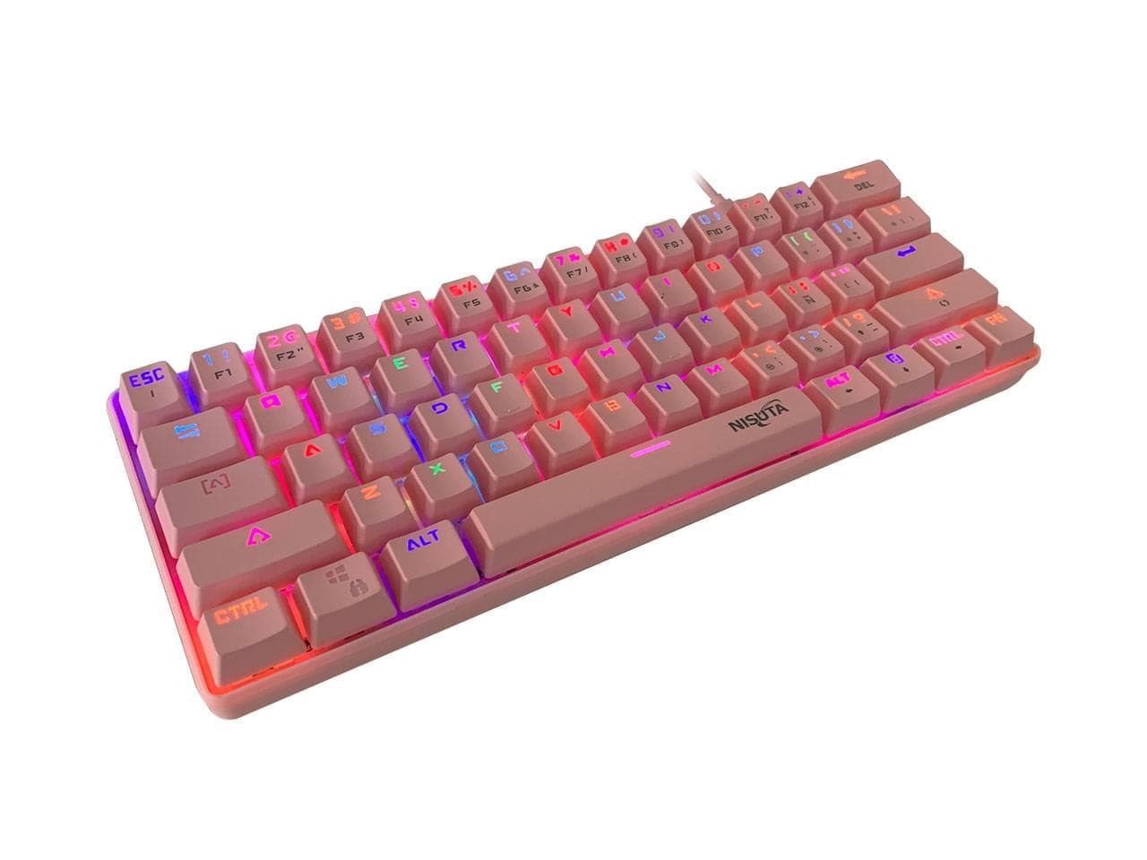 Teclado Gamer Mecanico RGB Nisuta (NS-KBGZ61P) Rosa
