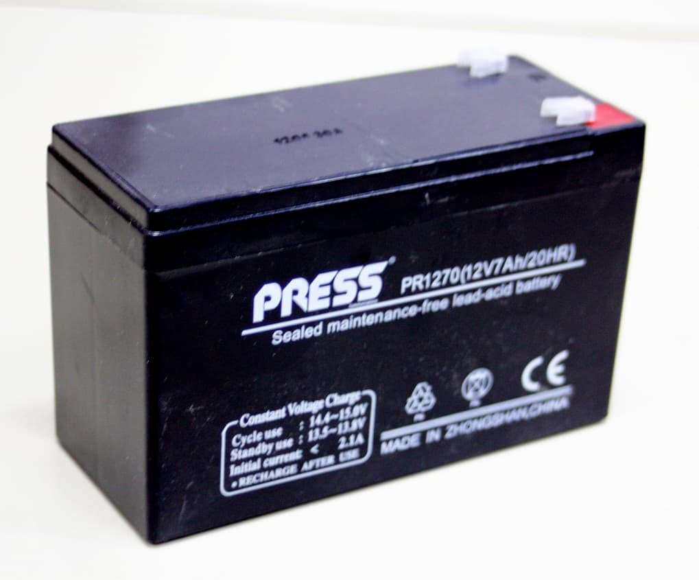 Bateria de Gel Recargable de 7Ah de Capacidad y 12V. Marca Press