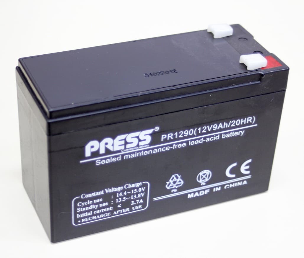 Bateria de Gel Recargable de 9Ah de Capacidad y 12V. Marca Press