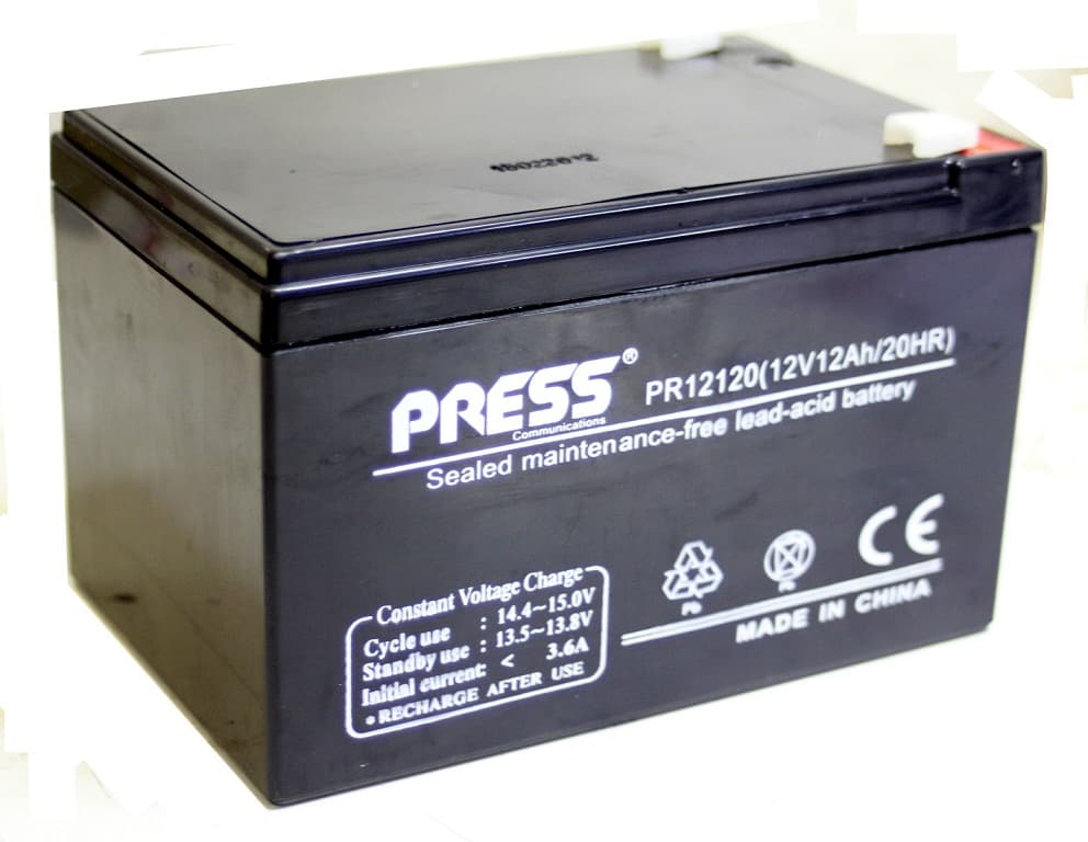 Bateria de Gel Recargable de 12Ah de Capacidad y 12V. Marca Press