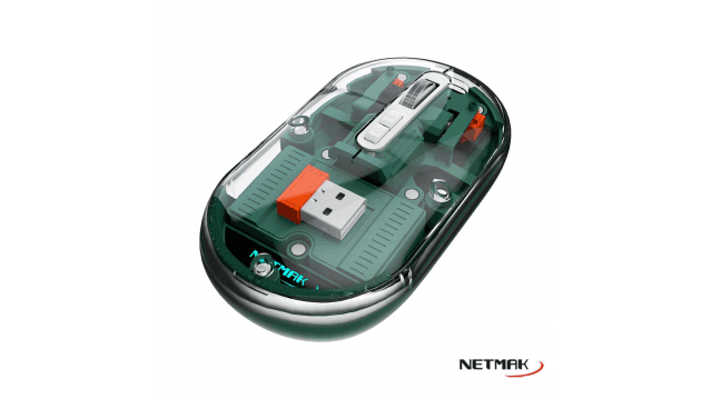 Mouse Inalambrico Transparente 2.4Ghz/Bt5.0 Verde (NM-M670-G)